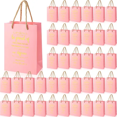 Vista 12 de Fulmoon 50 bolsas de regalo de agradecimiento a los empleados, bolsas a granel de 5.9 x 3.1 x 8.3 pulgadas, saco de regalo inspirador con asa