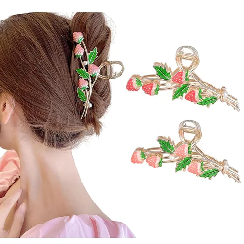 Vista 11 de Grandes pinzas de mandíbula de metal antideslizantes con mariposa brillante para mujeres - Agarre fuerte y bonito, accesorios para el cabello