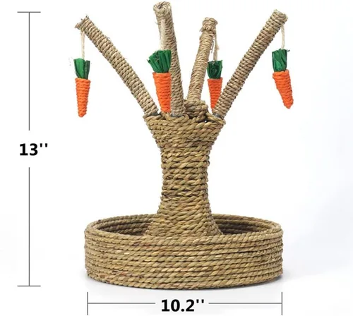 Vista 2 de Rascador de hurón, conejito de árbol, juguetes para masticar, gato, ratán, césped, trepador, árbol divertido, zanahoria, juguetes para animales