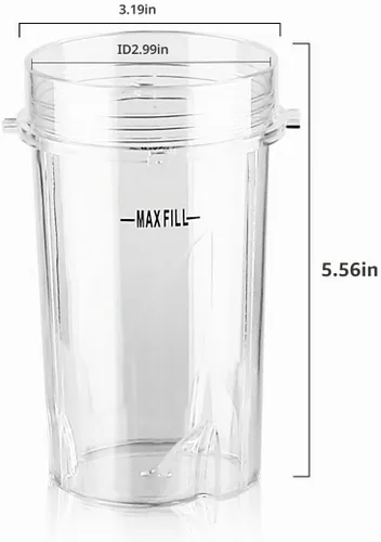 Vista 3 de Anbige Piezas de repuesto, 2 tazas de 12 onzas con tapas, compatibles con licuadoras Ninja BL770 BL660 BL810 QB3000 All Pro 4 Tabs