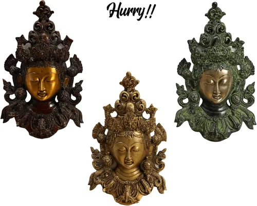 Vista 2 de Himalayan Craft Estatua de escultura de latón de Tara verde Buda tibetana nos alivia del sufrimiento físico emocional y espiritual hecho a mano