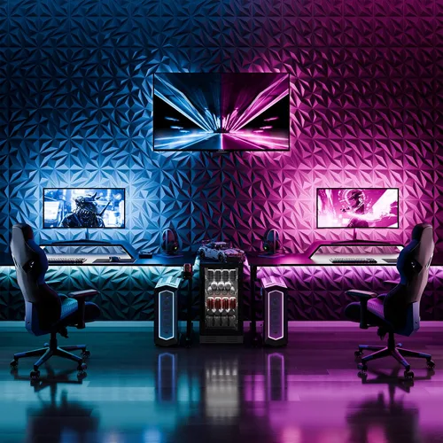 Vista 6 de Paquete de 16 Paneles de Pared 3D para Decoración de Pared Interior, 11.8'' x 11.8'' Paneles de Pared Decorativos, Paneles de Pared de Acento
