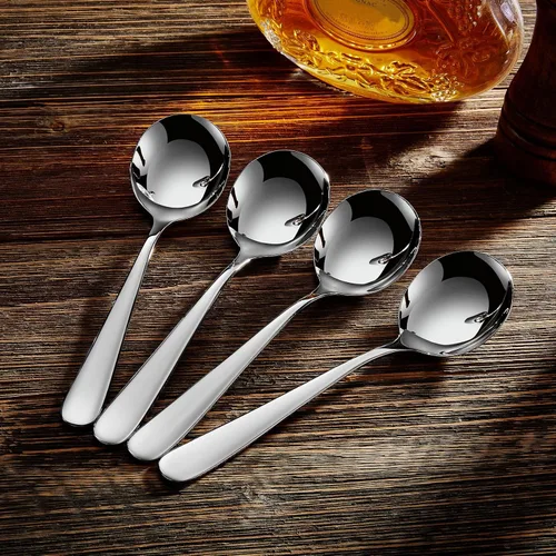 Vista 8 de KEAWELL Cucharas de sopa Louise premium de 7 pulgadas, acero inoxidable 18/10, aptas para lavavajillas (4)