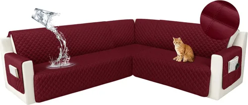 Vista 28 de HDCAXKJ Funda seccional de esquina impermeable para sofá de terciopelo en forma de L, fundas para sofá para mascotas, perros, suaves, resistentes