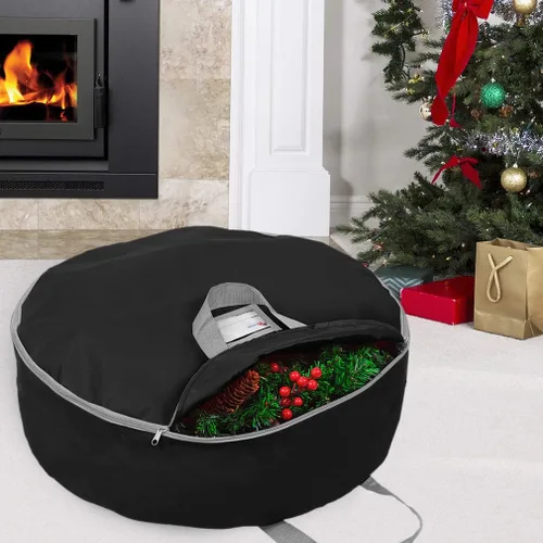 Vista 5 de Bolsa de almacenamiento resistente para coronas de 30 pulgadas, contenedor de coronas con asas, material de poliéster Oxford 600D duradero, soporte
