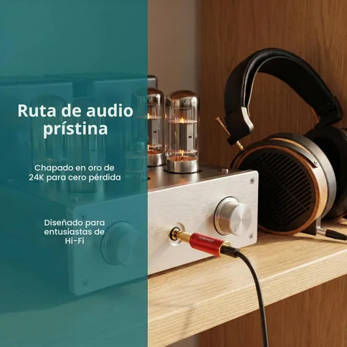 Vista 4 de MOBOREST Adaptador de auriculares TRS hembra de 1/4" macho a 0.138 in (1/8 pulgadas), color rojo, 1 unidad