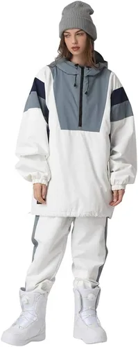 Vista 18 de SEARIPE Juego de chamarra y pantalones de esquí para mujer, trajes de esquí resistentes al viento para parejas, trajes de nieve impermeables de dos