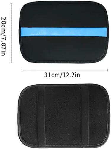 Vista 7 de Tapete para reposabrazos de automóvil, funda de cuero sintético, cubierta de consola central universal, impermeable, accesorios interiores de Azul