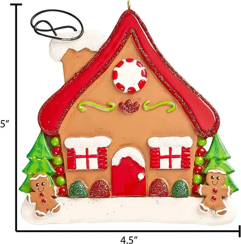 Vista 2 de Adorno 3D personalizado para la primera Navidad en el nuevo hogar 2025 Corona de casa de jengibre nuestro primer adorno para el hogar 2025 adornos
