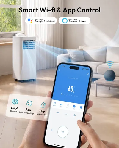 Vista 3 de EUHOMY Aire acondicionado portátil de 14,000 BTU, unidad de CA de 750 pies