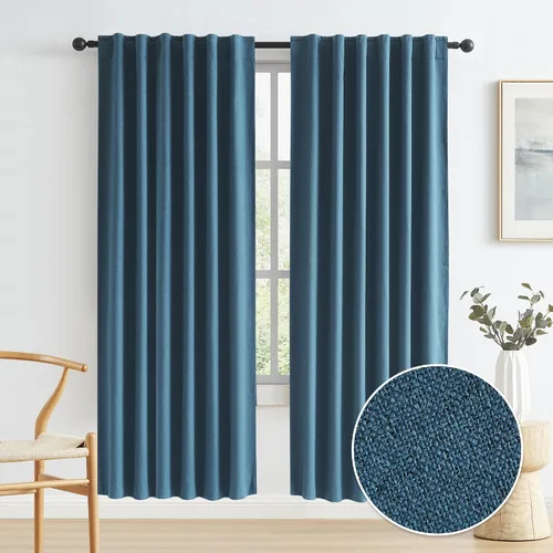 Vista 25 de KEQIAOSUOCAI - Cortinas opacas naturales de 108 pulgadas de largo, cortinas modernas con pestaña trasera, paneles plisados para sistema de cortina