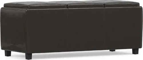 Vista 13 de SIMPLIHOME Avalon - Otomana de almacenamiento, otomana rectangular tapizada de cuero vegano de 42 pulgadas de ancho en color negro carbón, mesa