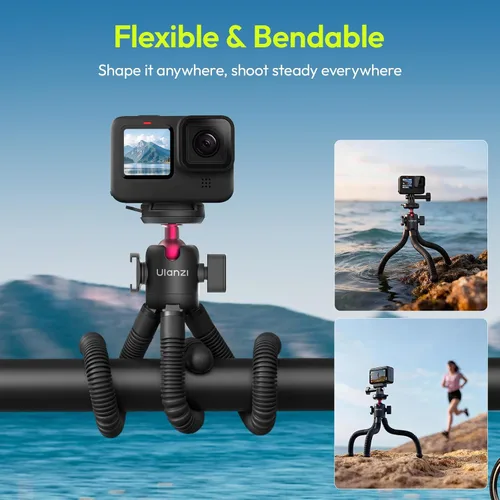 Vista 7 de ULANZI MT-91 - Trípode flexible de pulpo para teléfono, GoPro y cámara, mini trípode 3 en 1 con control remoto Bluetooth, liberación rápida CKA