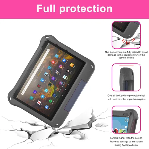Vista 3 de 10 - Funda ligera para tablet de 10 pulgadas para niños, ligera, antideslizante, a prueba de golpes, no compatible con iPad (negro)