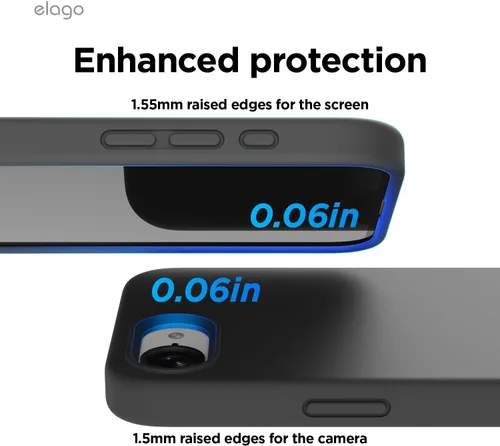Vista 4 de elago - Funda de silicona líquida prémium para iPhone 17e y iPhone 16e, color negro Funda protectora de cuerpo completo, a prueba de golpes, forro