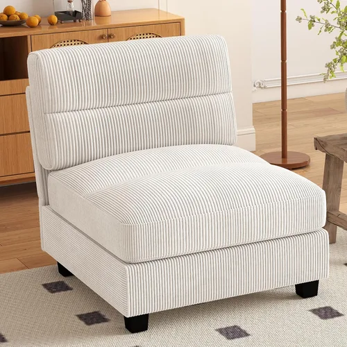 Vista 79 de HAOMARKETS Sofá esquinero modular en forma de L de 115 pulgadas con 2 otomanas móviles, sofás de pana de 8 plazas con cojín grueso para sala de Beige