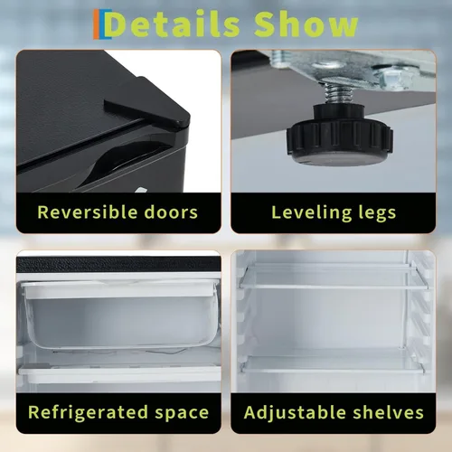 Vista 5 de Garvee Refrigerador compacto de 3.2 pies cúbicos Mini refrigerador de una puerta con funcionamiento silencioso y eficiente energéticamente