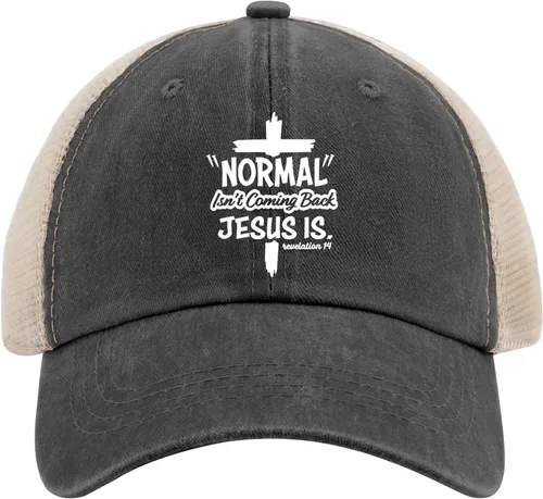 Vista 2 de Sombrero de Pascua Normal Isnt Coming Back Jesus is Hats Regalos para hombre, Negro (Allblack)