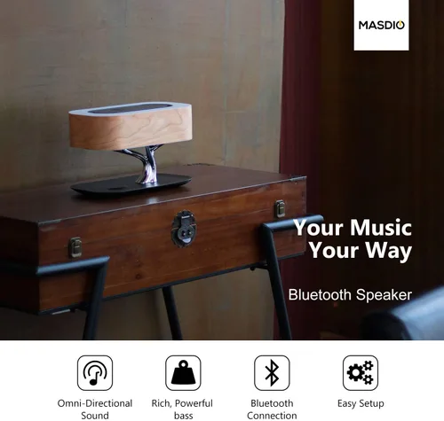 Vista 5 de Ampulla Lámpara de noche con altavoz Bluetooth y cargador inalámbrico, modo de sueño, regulable sin pasos, 20.00watts