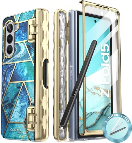 Vista 10 de i-Blason Cosmo - Funda para Samsung Galaxy Z Fold 5 con soporte para bolígrafo, protector de pantalla integrado, protección de bisagra, 3 fundas
