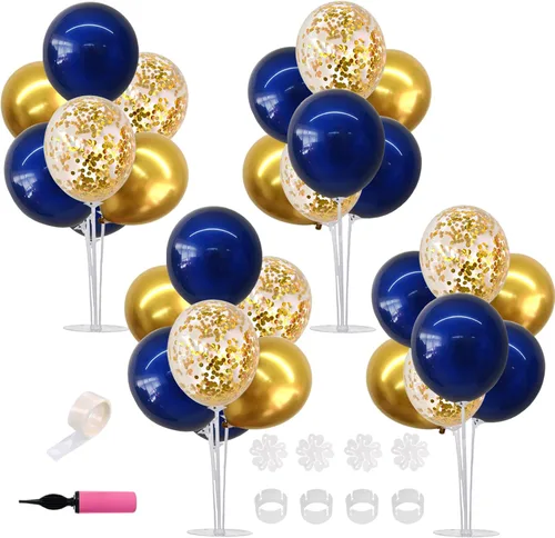 Vista 32 de TONIFUL Juego de 6 centros de mesa de globos de color azul marino y plateado para mesa, kit de arco de globos para decoraciones de graduación 2026