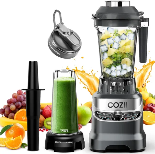 Vista 8 de COZII - Licuadora profesional de 2000 W, 64 onzas, batidora de batido de encimera, taza de 21 onzas 7 Presets Blenders for Kitchen,Smoothies/Ice