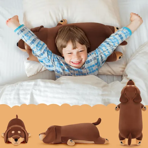 Vista 8 de Peluche de perro salchicha grande de 19 pulgadas, lindo peluche de perro Weiner, juguete de peluche de perro salchicha grande, lindo animal