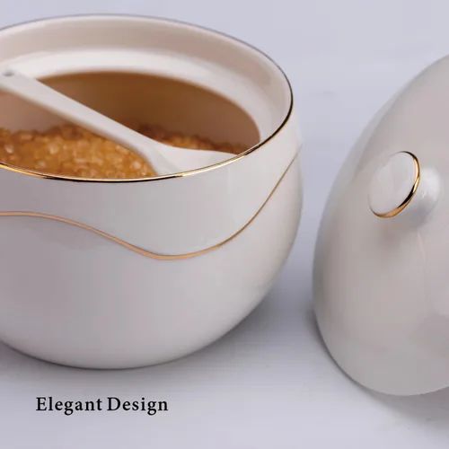 Vista 4 de KITCHENDAO Azucarero de porcelana con tapa y cuchara, sin polvo, recipiente de cerámica para encimera, cocina, café, lavavajillas, horno