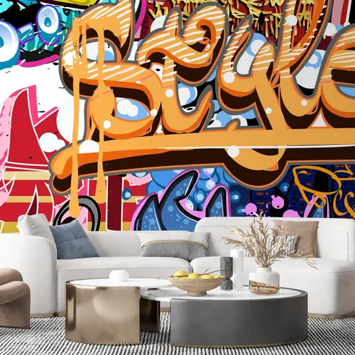 Vista 63 de SIGNFORD - Papel tapiz de colorido diseño de graffiti, removible para dormitorio o sala de estar, 66 x 96 pulgadas Graffiti1-2001-y09
