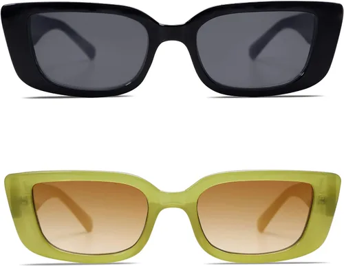 Vista 34 de Allarallvr Lentes de sol rectangulares para mujer, estilo retro de los años 90, Y2K, clásicos, vintage, cuadrados, AR82037