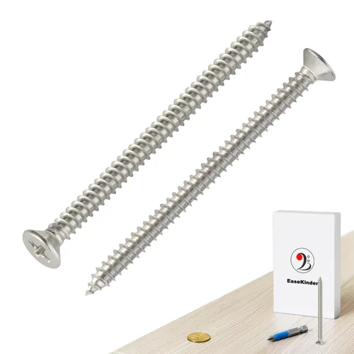 Vista 12 de Tornillos para madera, 120 tornillos Phillips de cabeza plana, tornillo de acero inoxidable 304 con kit de avellanado de madera ajustable (#4 x 1)