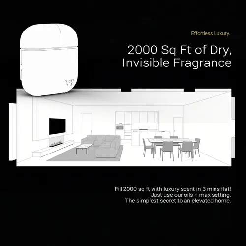 Vista 4 de Difusor de aceite esencial sin agua para 2000 pies cuadrados Incluye 2 aceites de primera calidad para habitación en casa, hotel, oficina, máquina