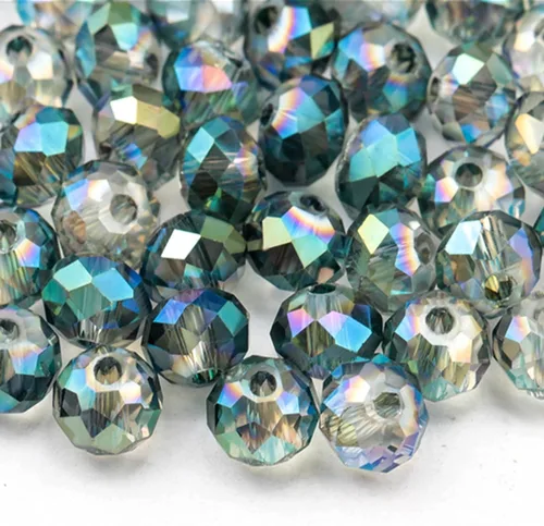 Vista 11 de 620 piezas de cuentas de cristal facetado Briolette, cuentas de rondelle azules facetas de 4 mm, 5 hebras, tamaño de agujero 1 mm, ideal para hacer