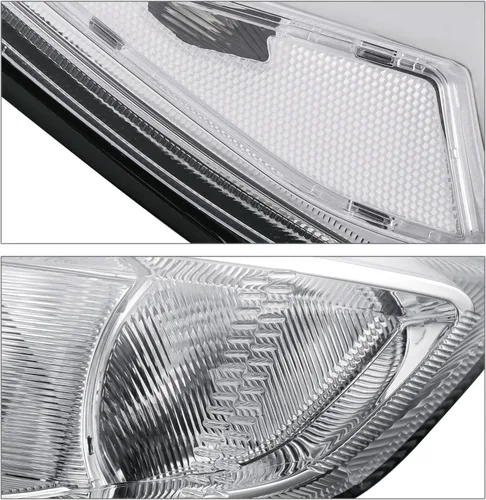 Vista 5 de M-AUTO Conjunto de faros delanteros con 4 bombillas LED premontadas de 6000 K compatibles con Ford Focus 2015-2017, carcasa cromada estilo OE, lente