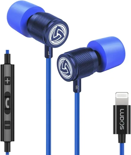 Vista 21 de LUDOS Auriculares con cable ultra intraauriculares, 5 años de garantía, auriculares con micrófono, auriculares con cancelación de ruido, espuma