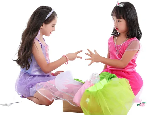 Vista 5 de Baúl de set de disfraces FEDIO para niñas pequeñas de 3 a 7 años de novia princesa bailarina y hada
