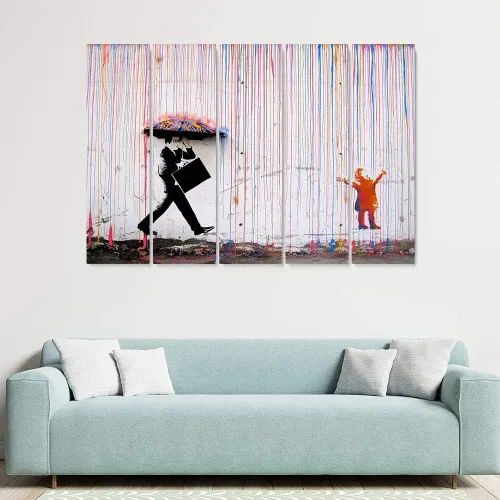 Vista 30 de Banksy Graffiti Street Art Colecciones de lienzos de arte callejero. Listo para colgar. Fabricado en Estados Unidos #FULL2
