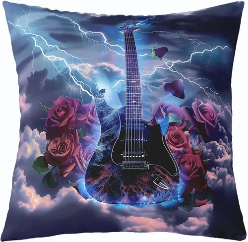 Vista 20 de Castle Fairy Cowboy Boots Throw Pillow Cover 16"x16" Bohemia Musical Guitar Pillowcase Western Rustic Cowgirl Reversible Print Cushion Cover Music