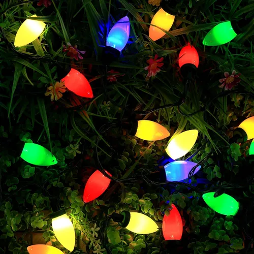 Vista 6 de RECESKY Guirnalda de luces de Navidad con bombilla C9, 50 luces LED de 39 pies con función de temporizador, extensible, 8 modos de iluminación