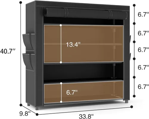 Vista 3 de LANTEFUL Zapatero con cubiertas, organizador de zapatos de 5 niveles de gran capacidad, estante para zapatos, 20-24 pares, ahorro de espacio, Negro