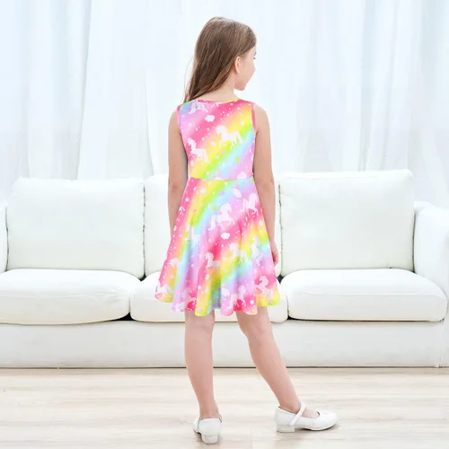 Vista 3 de Jeskids - Vestido de unicornio sin mangas para niñas.