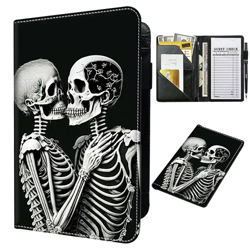 Vista 8 de Libro para camarera con bolsillo con cremallera, de piel sintética, lindo libro para camarera, libros de servidor, restaurante, soporte para cheques