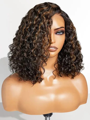 Vista 42 de LUVME HAIR Pelucas de cabello humano rizado sin pegamento de 6 pulgadas, precortadas, indetectable, HD, encaje Bob, peluca corta y rizada con ondas