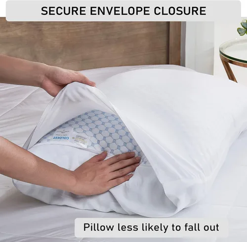 Vista 5 de Juego de 2 fundas de almohada Coldest Pillow Cases – Paquete de 2 fundas de almohada con cierre de sobre, funda de almohada transpirable – 100%