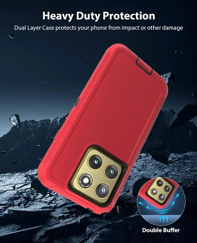 Vista 3 de Jelanry Funda resistente para Motorola Edge 2026, color rojo y negro