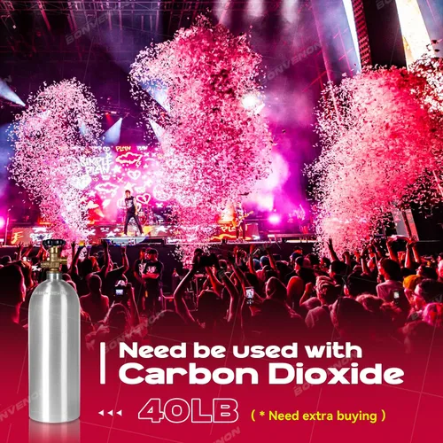Vista 4 de Máquina de cañón de confeti de CO2 Control DMX con estuche de vuelo, cañón de confeti de boda para discoteca discoteca fiesta de escenario (Mini)