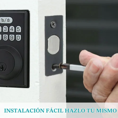 Vista 9 de Cerradura de puerta de entrada sin llave con 2 asas, juego de cerrojo electrónico para puerta delantera, bloqueo automático, contraseña antimiradas