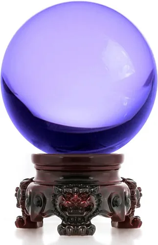 Vista 14 de Amlong Crystal - Bola de cristal ámbar de 3 pulgadas (80 mm) con base de resina de león arcoíris y caja de regalo para bola decorativa, fotografía