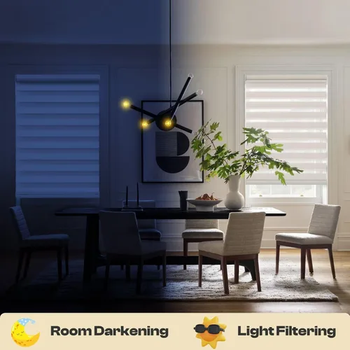 Vista 2 de Personalizadas MYshade - Persianas de cebra para ventanas sin cordones, persianas para ventanas con filtro de luz, tratamientos para ventanas