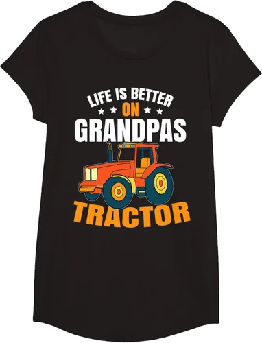 Vista 3 de Life Is Better On Grandpas Tractor Kids Farm Tractor Boy Camiseta, Negro